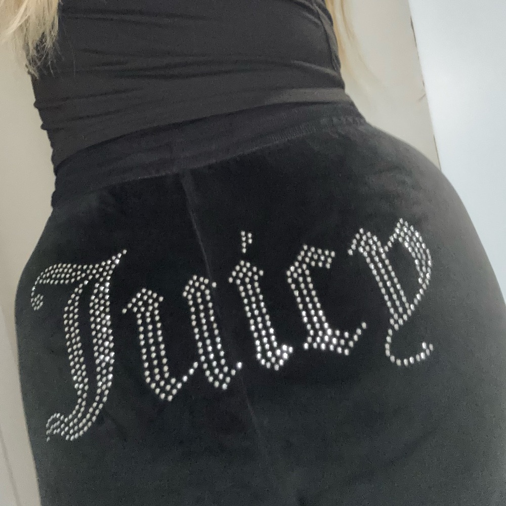 Juicy Couture Black Velour Pants and shirt set with Rhinestone Detail